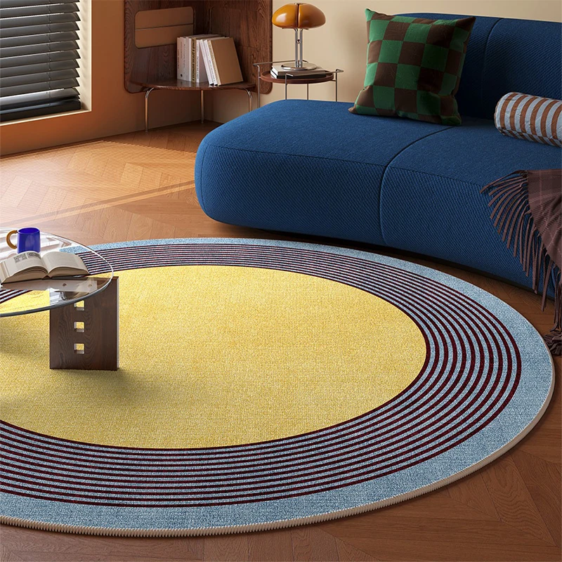 Round Living Room Carpet Large Size Rug Comfortable Loop Pile Floor Mat Modern High-end Green Dopamine Rugs Home Decoration Mats