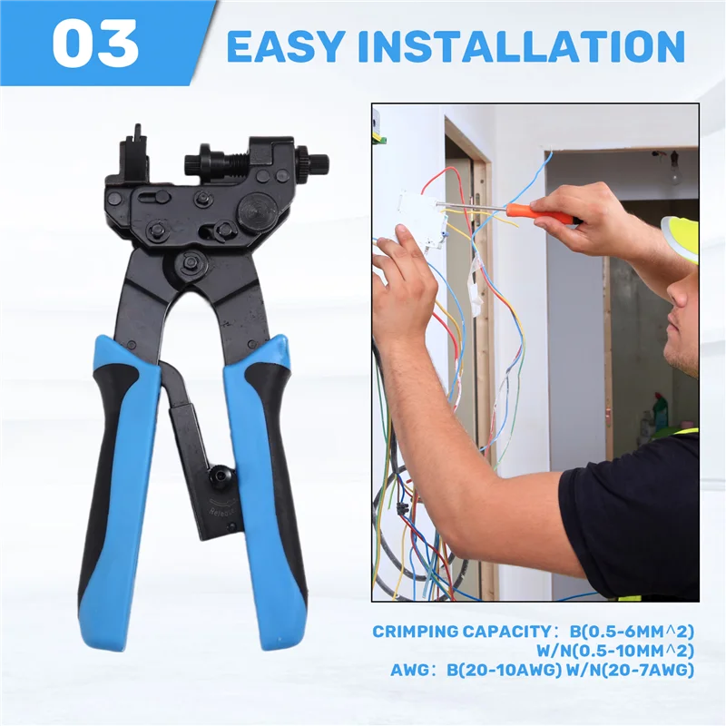 

Tl-H510B Professional Crimp Tool 0.5-6Mm2, Ideal For F, BNC, RCA, RG 59, And RG6 Cable Connections