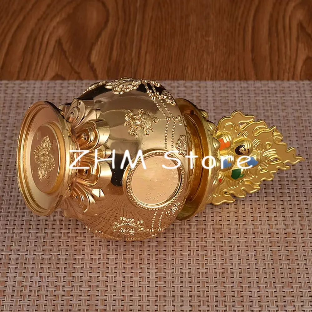 Gold Colored Offered Tibetan Buddhist Supplies Guanyin Moni Lotus Treasured Bottle Eight Auspicious Putting Decoration