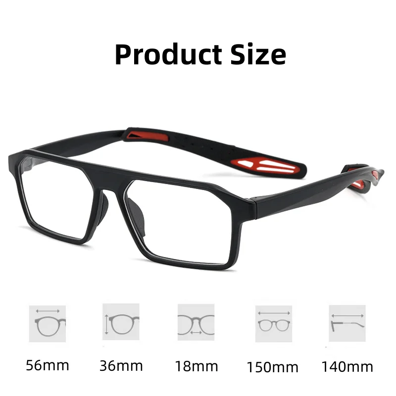 FIRADA Fashion Eyeglasses Retro Square TR90 Sports Eyewear Myopia Basketball Optical Prescription Glasses Frame For Men 12-1218