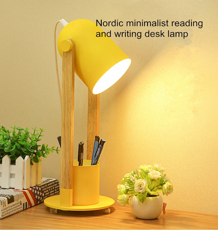 Nordic Plug-in Pen Holder Creative Desk Minimalist Study Dormitory Bedside Non Flickering Eye Protection Small Desk Lamp