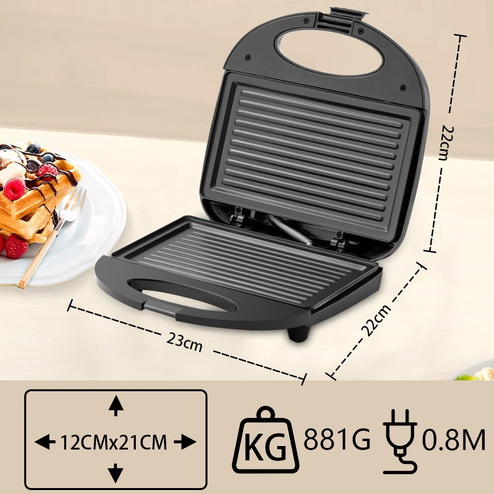 

CustomizableSandwich Maker Panini 750W Waffle Maker Cooking Kitchen Appliances Breakfast Waffles Machine Non-stick Iro