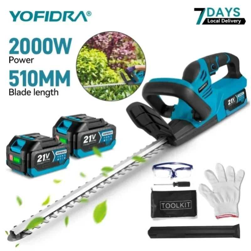 YOFIDRA Akku-Heckenschere 2000W 15000RPM, Astsäge, Rasenmäher, Garten-Trimmwerkzeug, Elektrowerkzeug für Makita 21V Akku