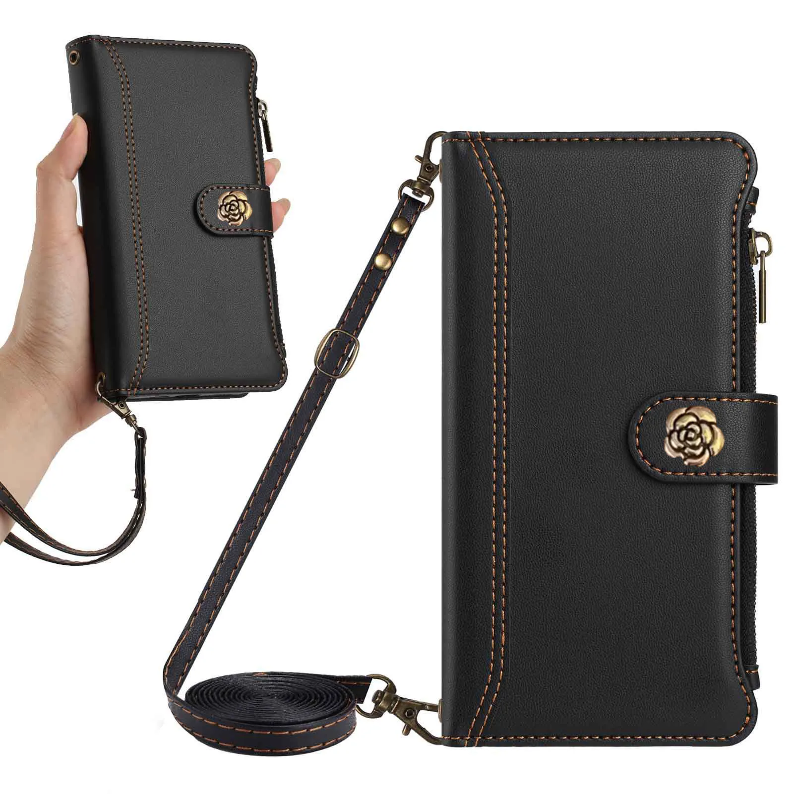 Étui portefeuille à poignée de bracelet pour lame ZTE V70 Pro V60 V50 Vita V40S, housse à bandoulière en cuir 9 cartes pour ZTE Axon 60 Lite 40 SE Étui portefeuille à poignée de bracelet pour lame ZTE V70 Pro V60 V50 Vita V40S, housse à bandoulière en cuir 9 cartes pour ZTE Axon 60 Lite 40 SE