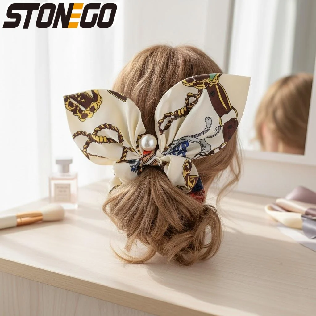 

Women Girls Solid Color Chiffon Bowknot Elastic Hair Bands Ponytail Holders Hair Accessories Scrunchies Ties
