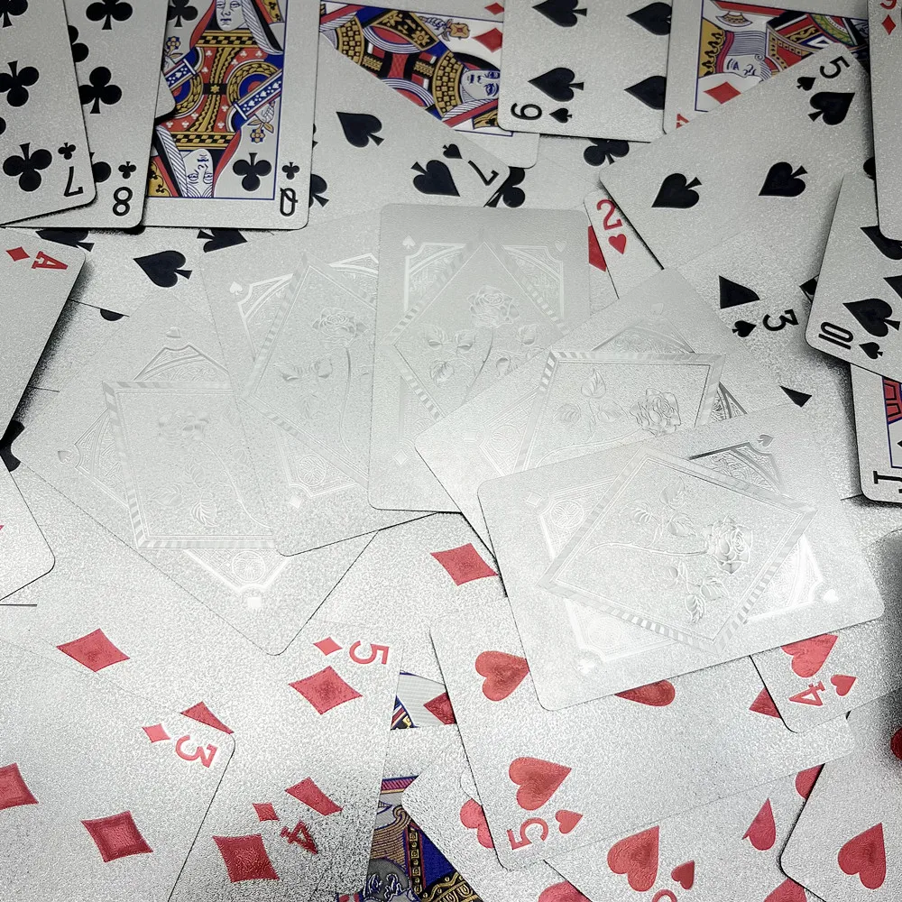 1 سطح السفينة بطاقات بوكر بلاستيكية بطاقات ارتفع الذهب الشظية مقاوم للماء اللعب بطاقات المنزل الأسرة مجلس لعبة #6