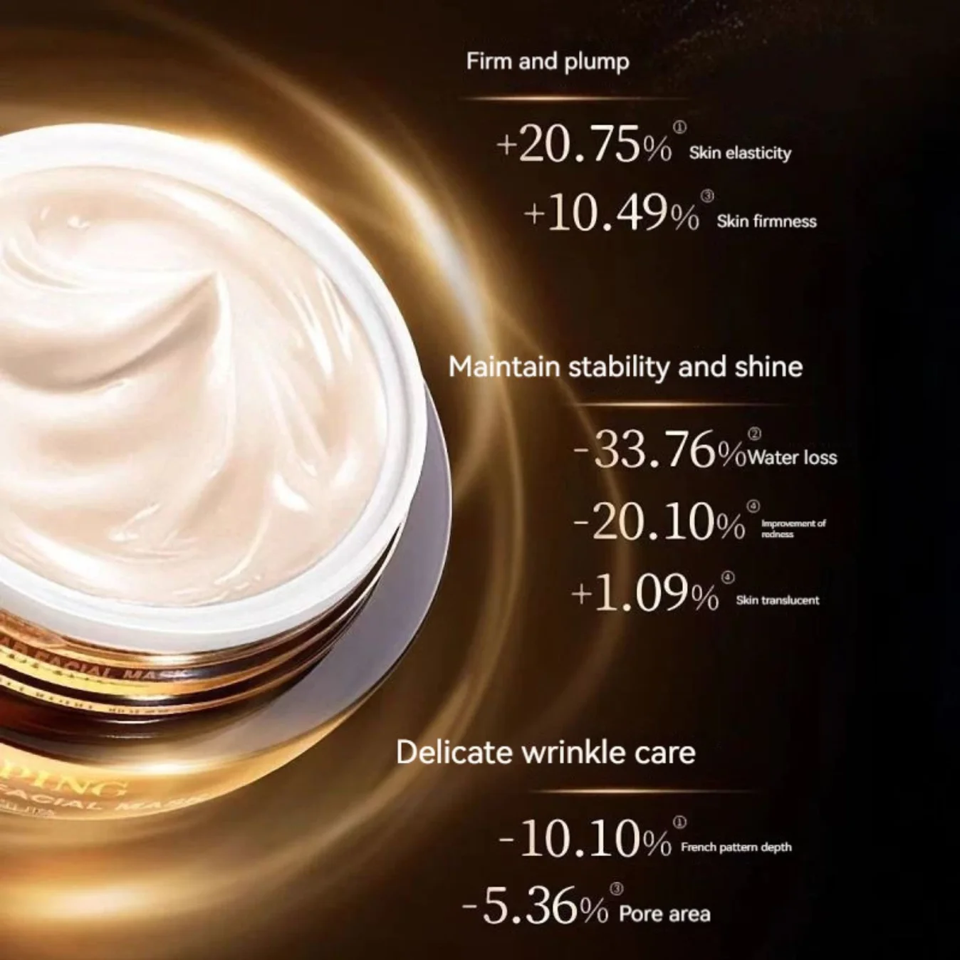 MAOGEPING masque Facial au Caviar de luxe Essence à haute Concentration hydratant en profondeur blanchissant réparateur et masque de sommeil exquis