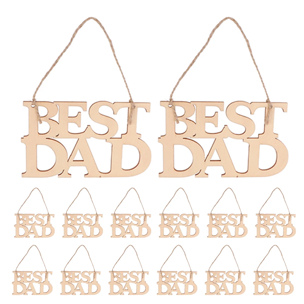 

20 Pcs Father's Day Wooden Decor Hollow Out Craft Slice Dad Background Plate Wall Hanging Ornaments Home Gifts