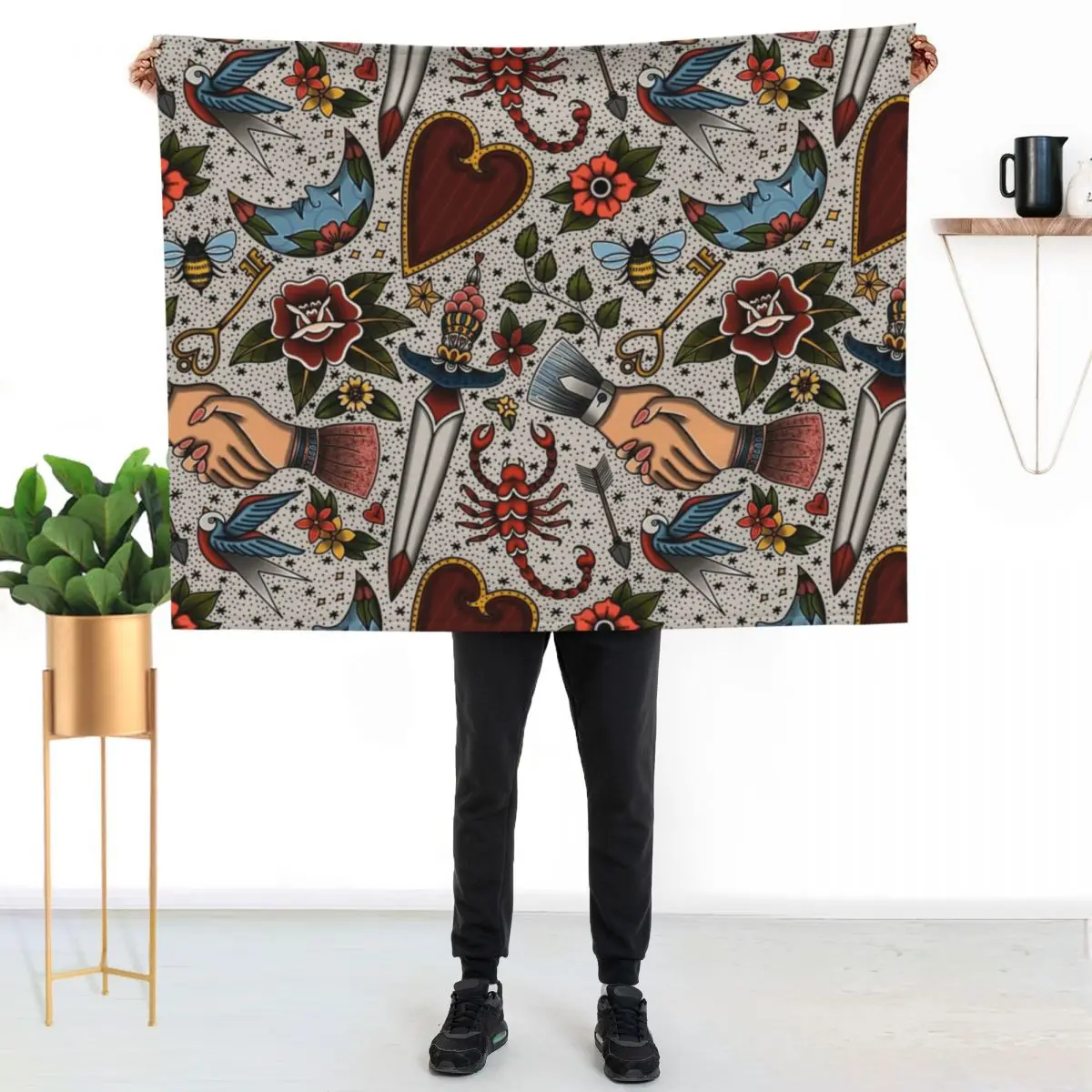 American Traditional Flash Pattern Throw Blanket All Season Soft Lightweight Blanket for Home