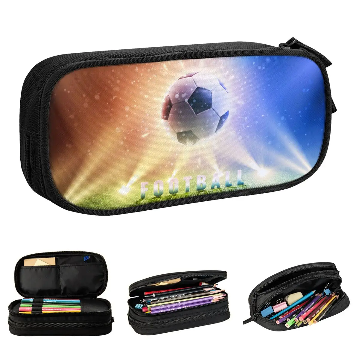 Creative Soccer Pencil Case Football Balls Sports Pencilcases Pen Box for Student Large Storage Bag Supplies Zipper Stationery