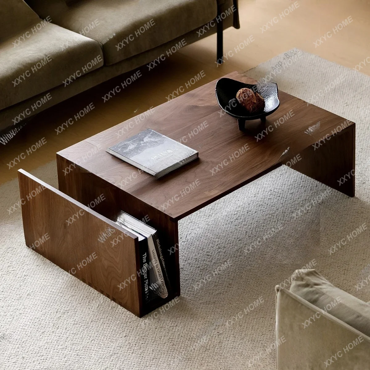 

Black Walnut Solid Wood Medieval Coffee Table Living Room Simple Modern Special-shaped Small Coffee Tabl