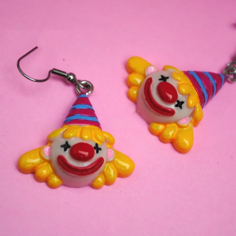 Creative Circus Cartoon Clown Drop Earrings Funny Clowns Resin Accessories Handmade Jewelry Eardrop Gifts for Her 11 Style