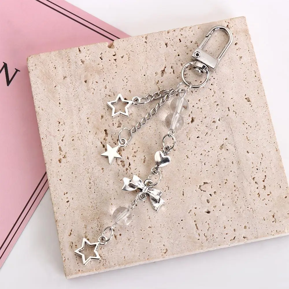 Pearl Bead Bead Phone Charm Strap Star Bowknot Mobile Phone Chain Fashion Sweet Bowknot Beaded Cellphone Strap Jewelry