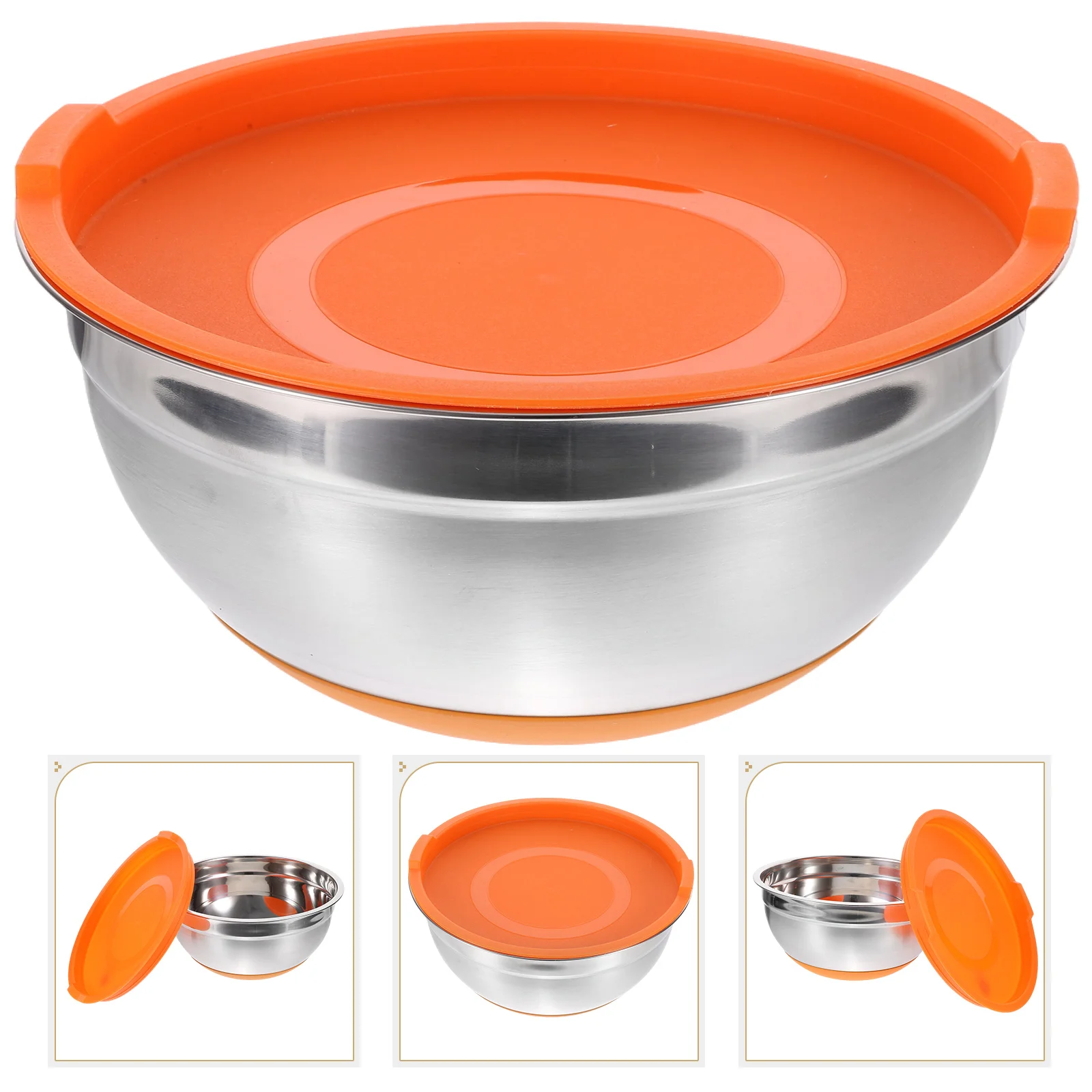 

Stainless Steel With Lid Multi-Function Serving For Fruit Salad Dessert Snack Storage Household Kitchen Restaurant Use