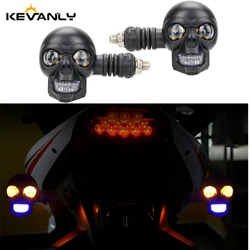 2PCS Dual Color Motorcycle LED Skull Shape Waterproof Fog Light  Auxiliary Headlights ATV Scooter Driving For Racer Spotlight