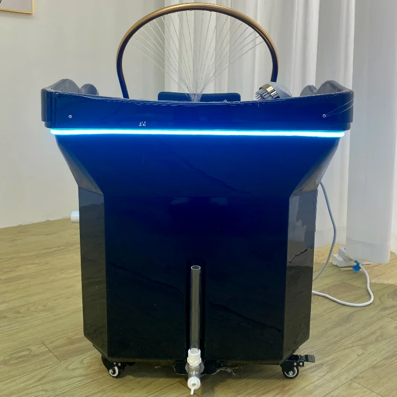Therapy Center Head Spa Beauty Salon Bed with Water Tank Mobile Comfortable Shampoo Chair Basin Black Portable Shampoo Basin - Image 3