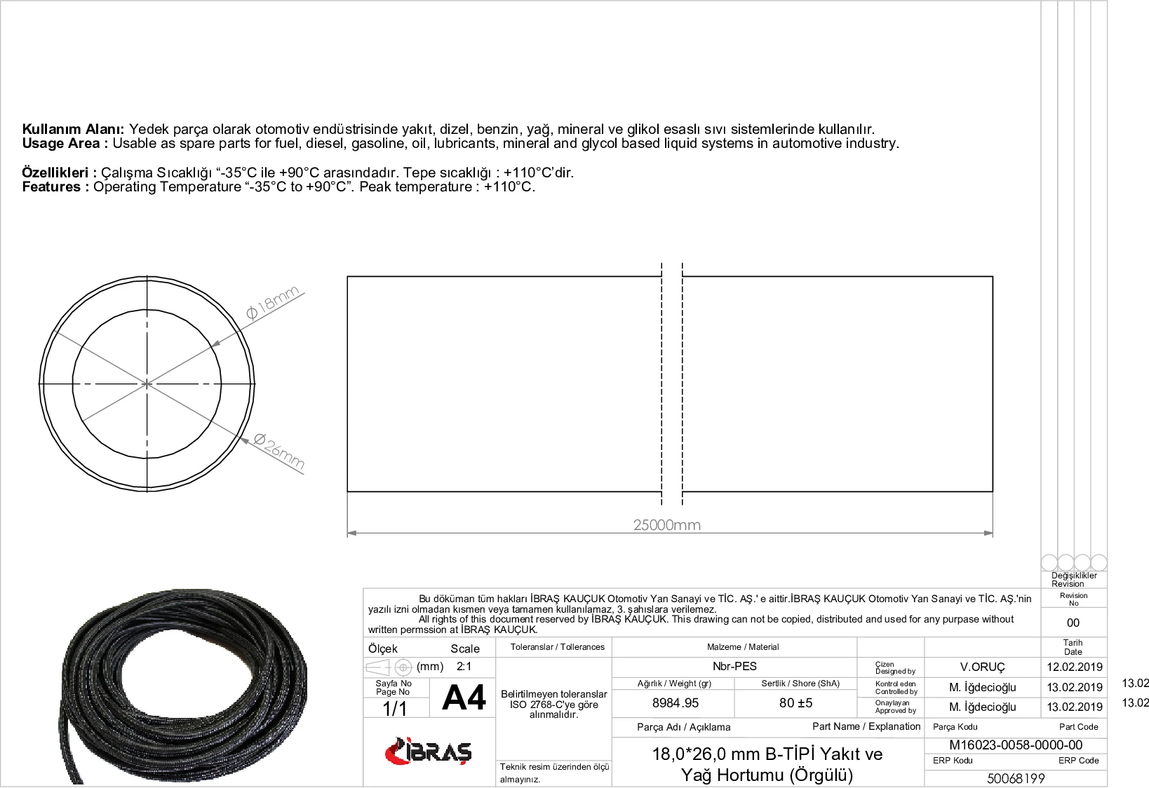 Store code: 68199 MM d-type roller fuel hose for the MM X NBR B type reel (25M)