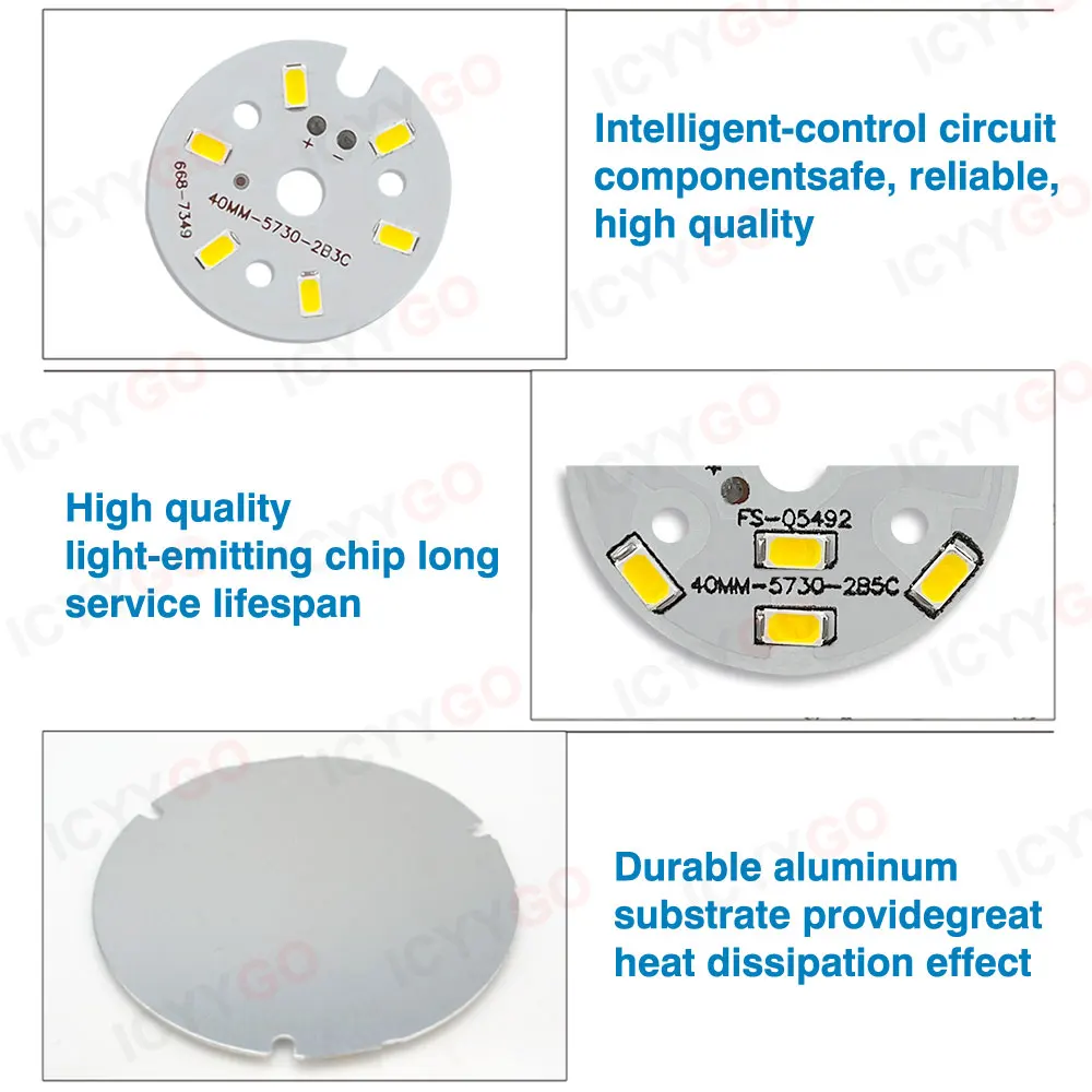 Imagem -06 - Led Placa Pcb Fio de Solda Plug Fio 32 mm 40 mm 50 mm Lâmpada Fonte de Luz 5730 Smd Placa de Luz Placa de Luz Faça Você Mesmo Alumínio Pcb 3w 5w