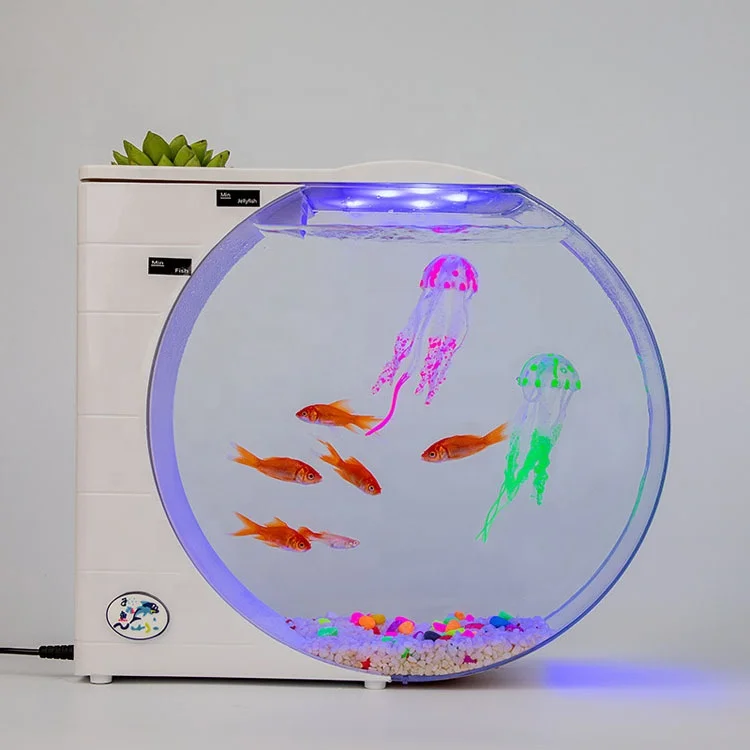 New Products Wholesale USB Line Mixing Lamp Jellyfish Fish Tank Multifunctional Electronic DC5v Pump Mini Jellyfish Tank