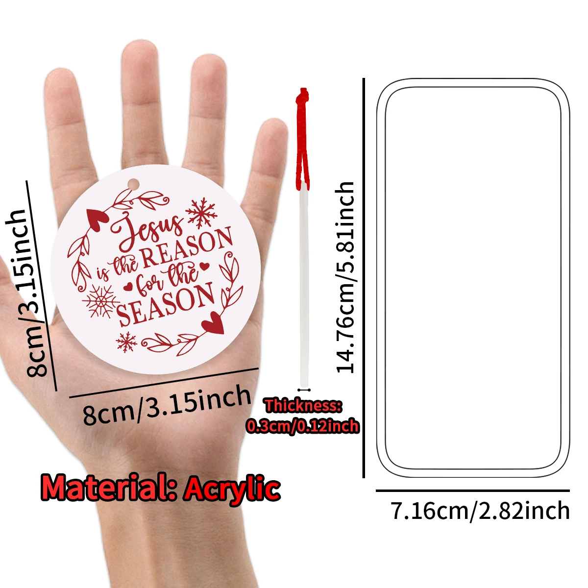 اليسوع هو السبب في زينة عيد الميلاد للموسم ، هدية دلاية من الأكريليك ، زينات معلقة على شجرة الكريسماس ، 1 way