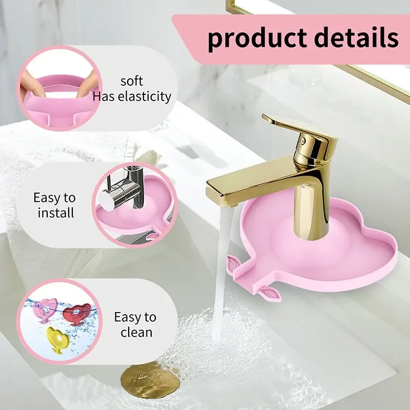 Kitchen Silicone Faucet Mat Flower Sink Splash Pad Drain Pad Bathroom Countertop Protector Shampoo Soap Dispenser Quick Dry Tray