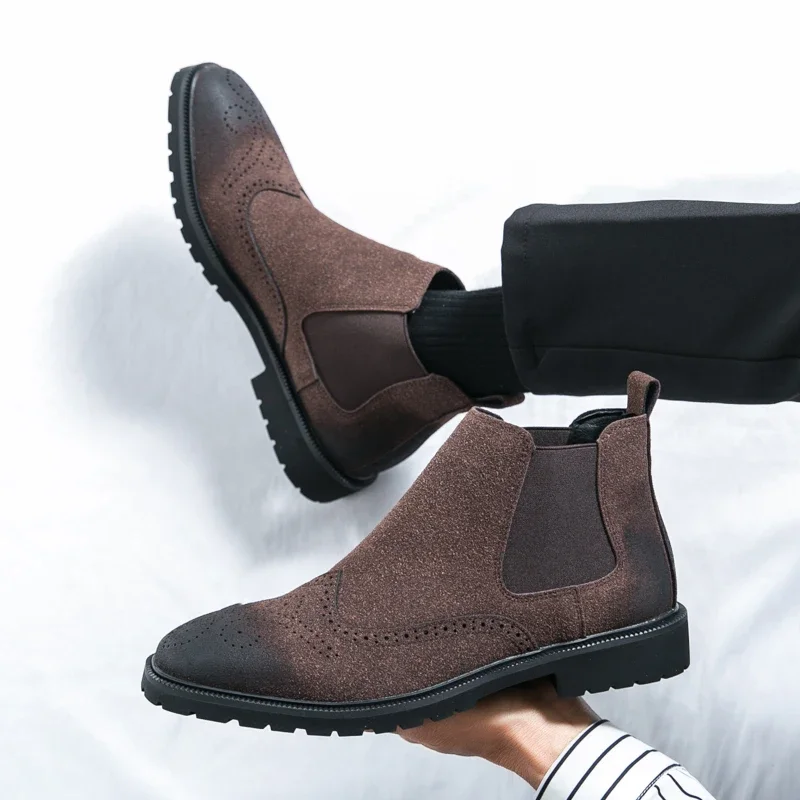 

Spring Winter Retro Leather Ankle Boots Men Chelsea Boot 2025 Casual Platform Shoes Man Slip on Couples Booties Handmade Botines