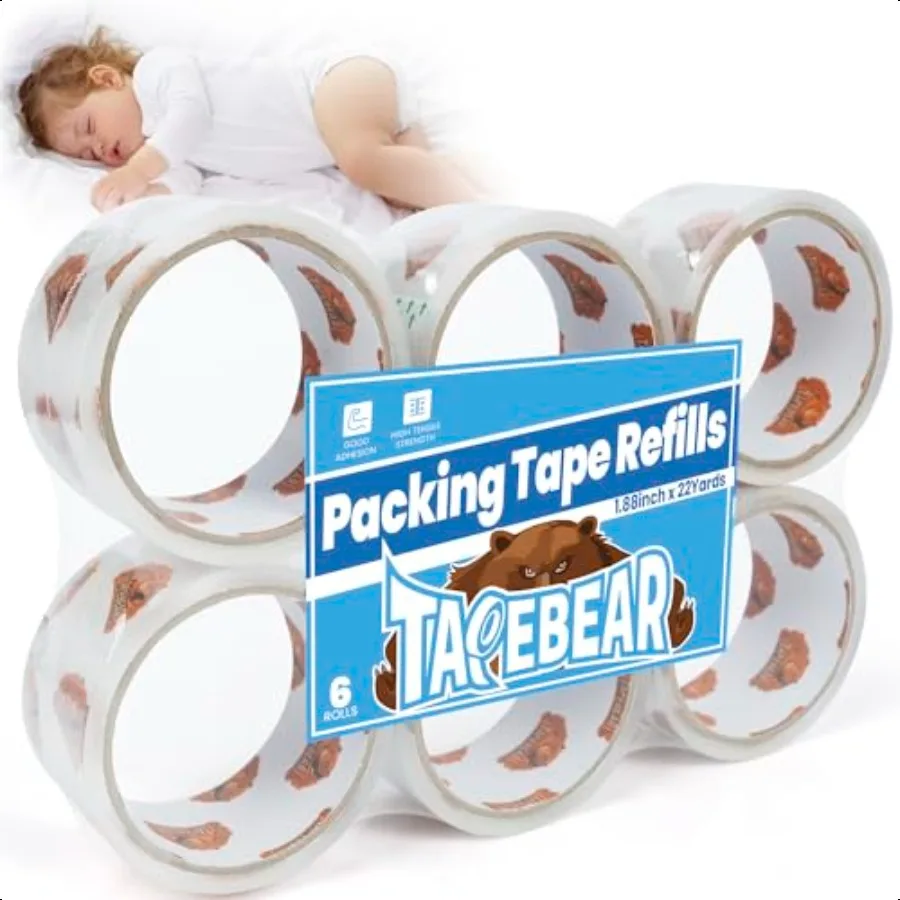 

Бесшумная упаковочная лента, обновленная, высокая прозрачность, 2,6 мил x 1,88 x 22 ярда, тихая упаковочная лента, запасные рулоны, сверхмощная доставка