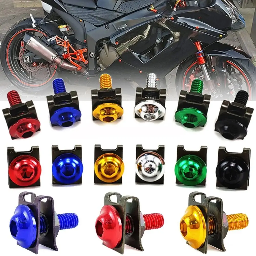 10Pcs Motorcycle Fairing Bolts M5 Screws and Nuts Fastener Clips Multi-Color Aluminium Fastening Kit Modification Accessories