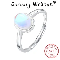 Classic Oval Aquamarine Opal Couple Ring For Women 100% Genuine Original S925 Sterling Silver Valentine's Day Gift Jewelry