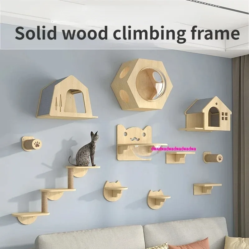 Wooden Wall Climbing Set for Cat, Tree Tower, Pet Accessories, Training Supplies, DIY, Match Your Own, Villa, Products