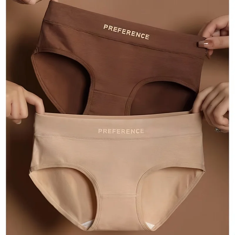 7Pcs/Set Women Cotton Briefs Plus Size Panties Mid Waist Underwear Solid Color Sexy Lingerie M-XXL Breathable Panty