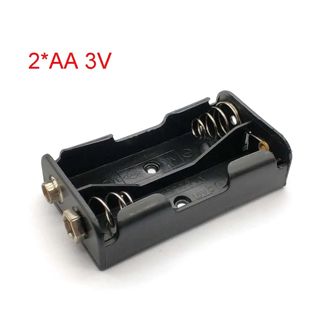 2 Stück 2/3/4-fach AA-Batteriehalter 3V 4,5V 6V, Schnappverbinder, ohne Kabel, schwarzes PP-Batteriegehäuse, **Batterie nicht enthalten** – Detail 1