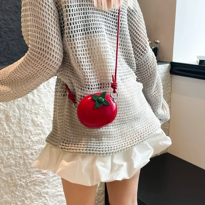 

Hot Sale PU Tomato Shape Sense of Design Shoulder Bags 2025 New Versatile Ladies Bags Fashion Cute Youth Women's Handbags