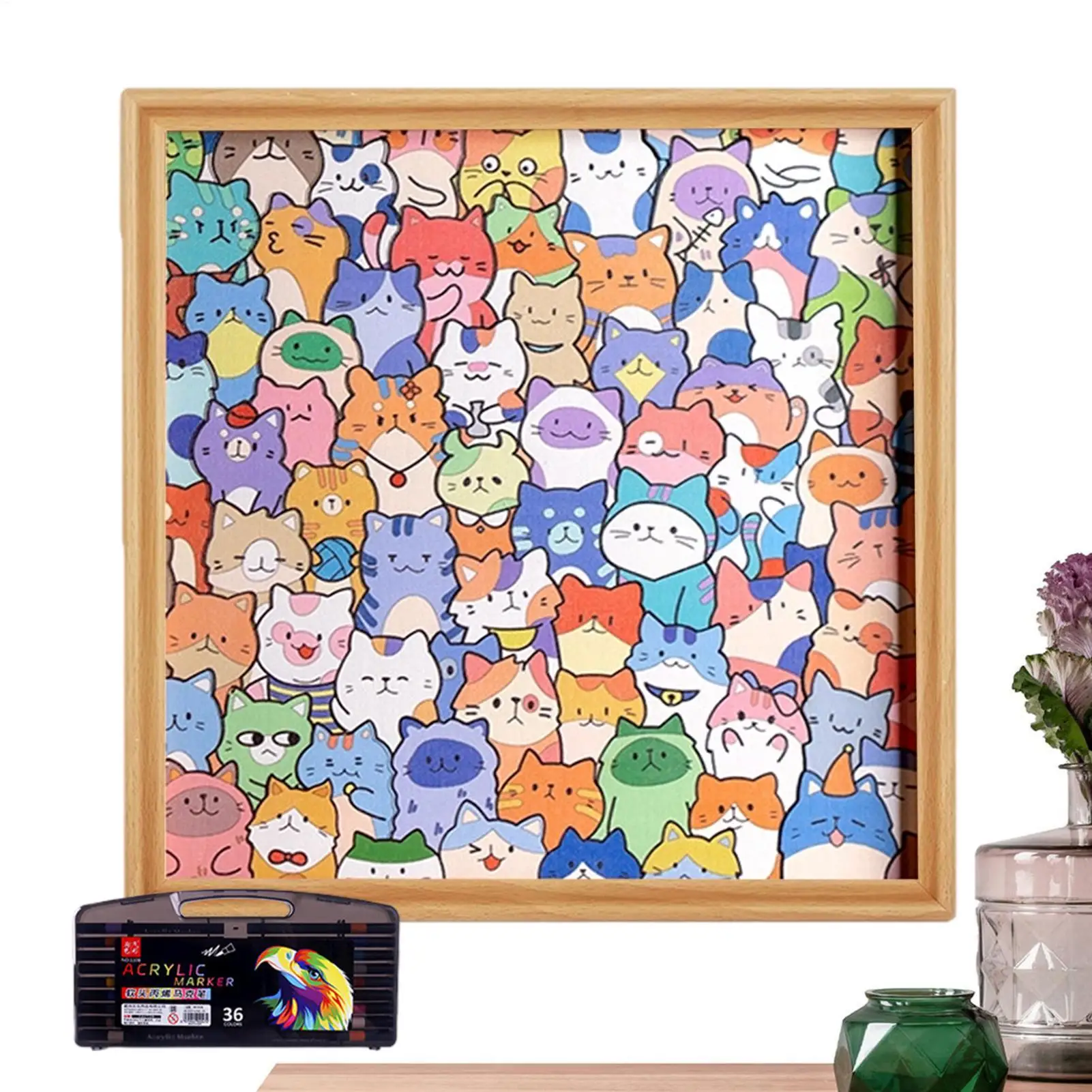 

Cartoon Cute Kitten Wooden Puzzles Toys Creative Hand-painted DIY Assembly Toy Puzzle Christmas Gift