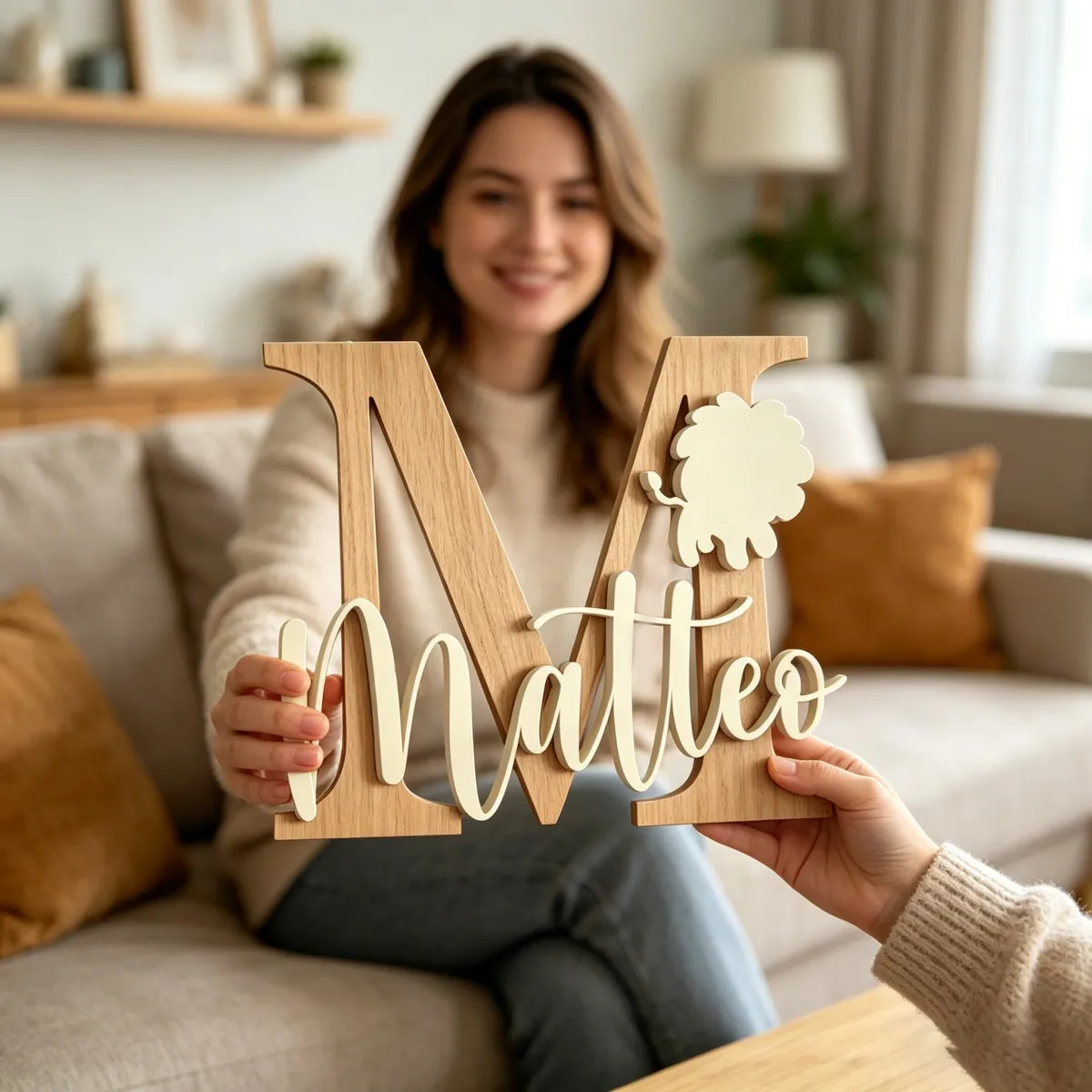 1Pc Custom Lion Name & Initial Wooden Name Plaque,Nursery Home Kid Bedroom Wall Door Decor,DIY Paintable,Birthday Wedding Gift view 4