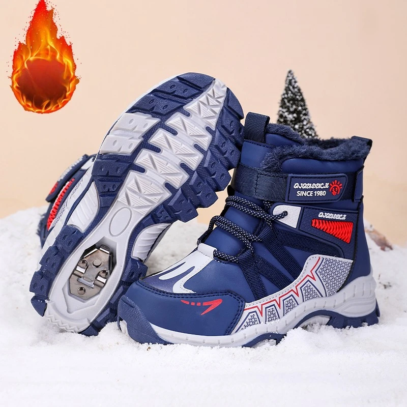 Kids Snow Boots Winter Warm Plush Ankle Boots Children Anti-slippry Wear-resistant Outdoor High-top Cotton Sneakers 2025 New