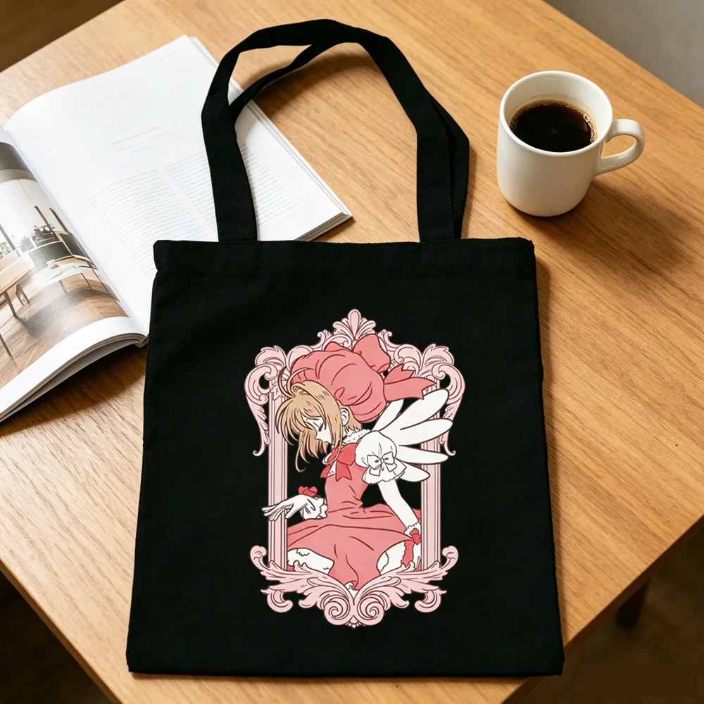 Cardcaptor Sakura tote bag reusable sac cabas y2k grocery bolsas de tela femme