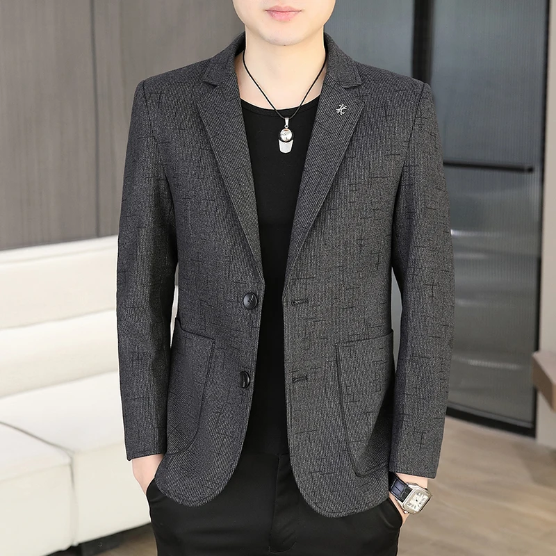 Blazer Men's Fashion Business Outdoor Travel Solid Color Trendy Wedding Youth Slimming Versatile Casual High Formal Wear Blazer
