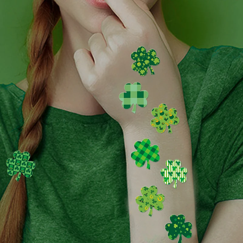 48pcs 4 Sheet St.Patrick\'s Day Lucky Clover Sticker Irish National Day Sticker St.Patrick Party Decoration Supplies Irish Favor