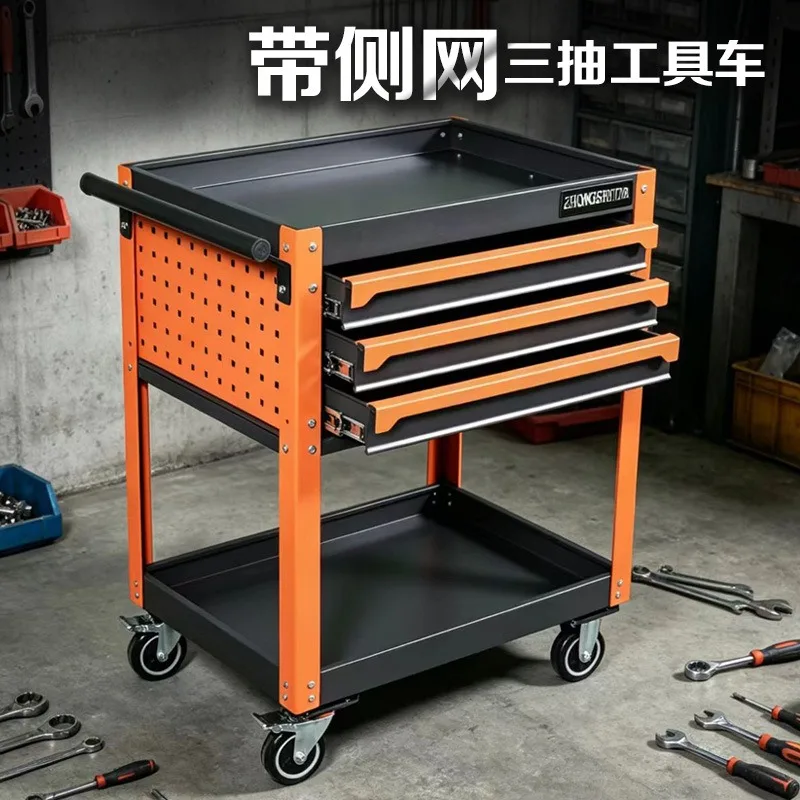 Industrial Open Tool Workbench Multi-layer Mobile Tool Cart Auto Repair Workshop Wheel Repair Tool Storage