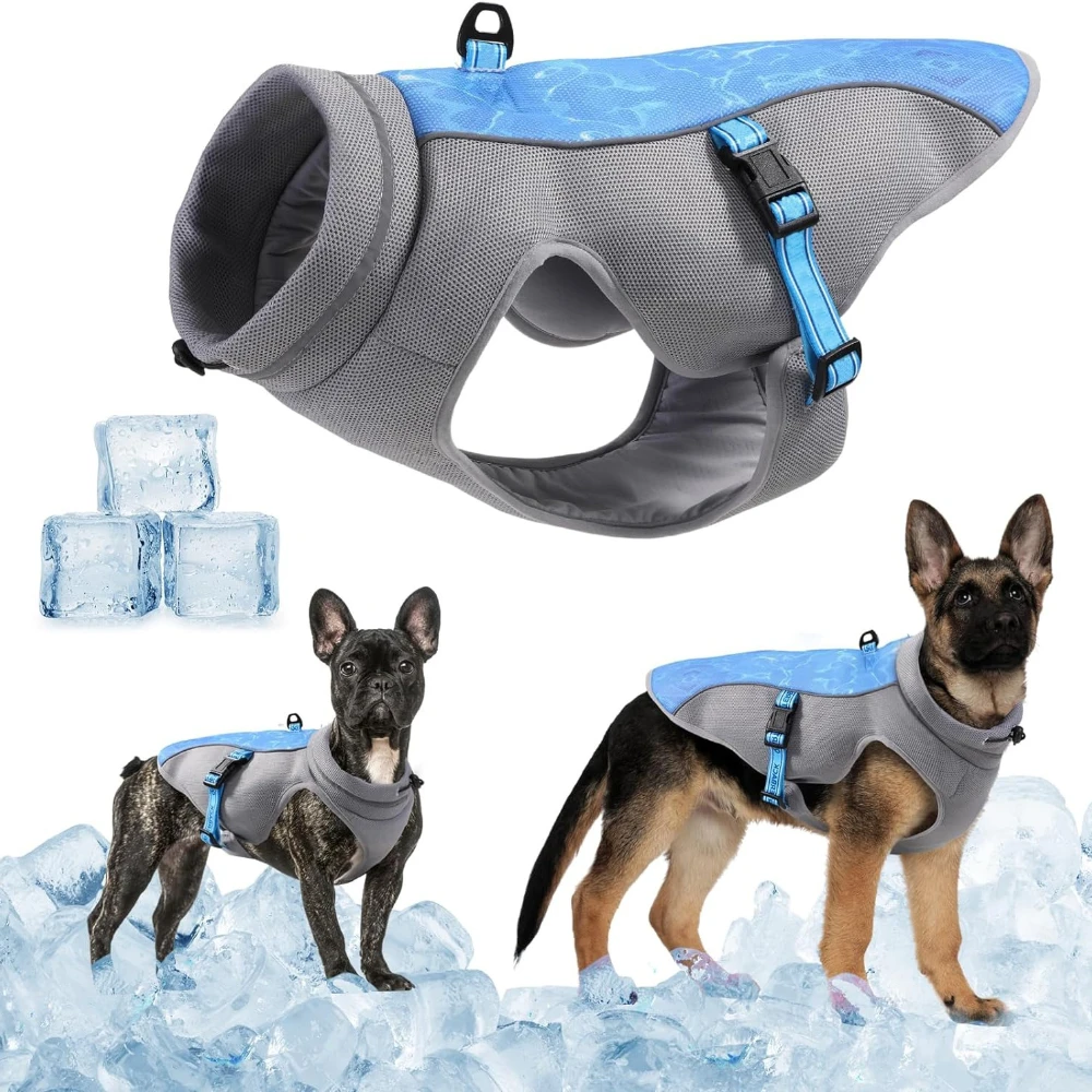 Chaleco refrigerante para perros: arnés transpirable y protector solar