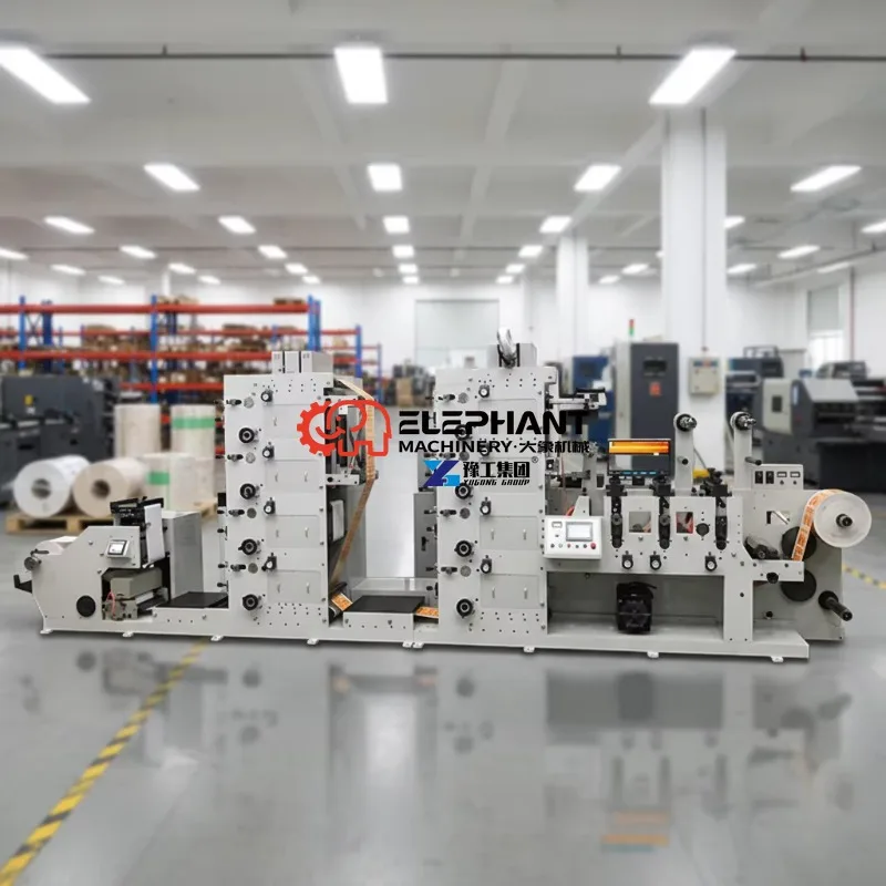 Adhesive Sticker Automatic Flexographic Printer with Stack Structure for Paper Roll To Roll Die Cut Labels and Cylinder Printing