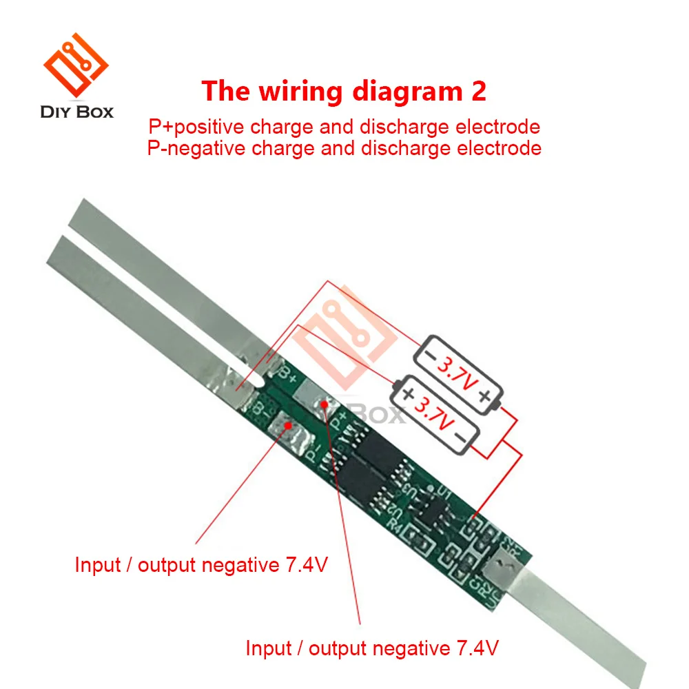 2A 3A 4.5A 6A 7.5A 9A BMS Protection Board For 2S 7.4V 18650 Lithium Battery Protective Plate 1-6MOS With Nickel Strip