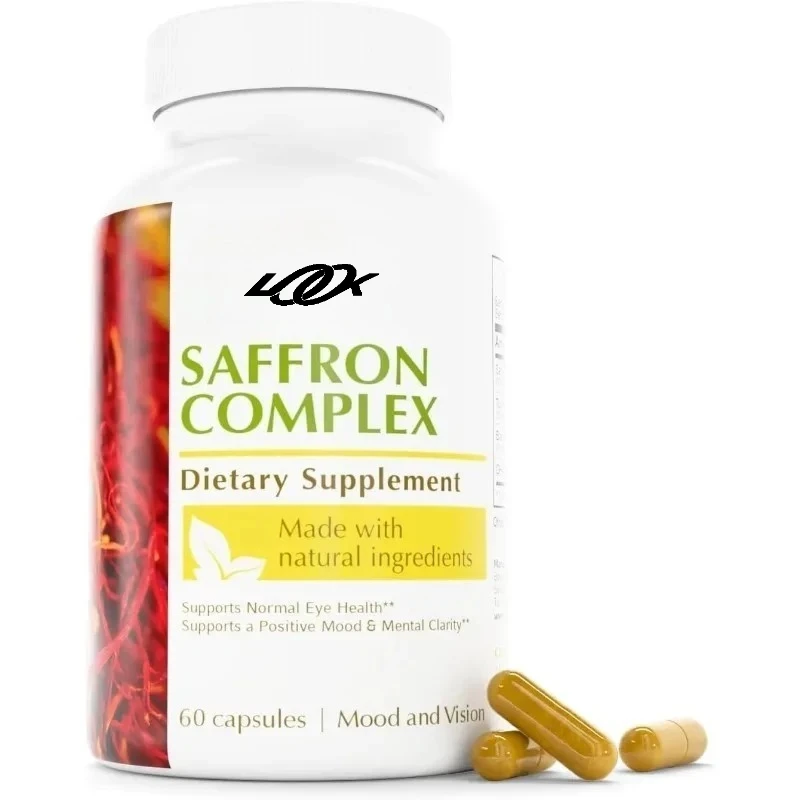 

Капсула с экстрактом чистого шафрана 88,5 мг, содержащие добавки с куркумой и черным перцем — поддерживает здоровье обычных глаз, 60 капсул