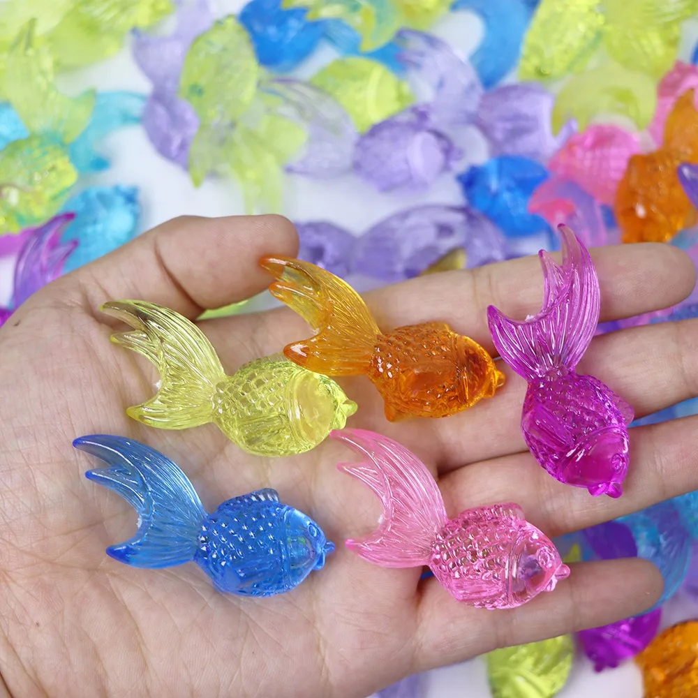 Camal 5PCS 52x35mm Mixed Color Acrylic Goldfish Pendants Children's Treasure Hunt Decoration DIY Ornament Desktop Accessories