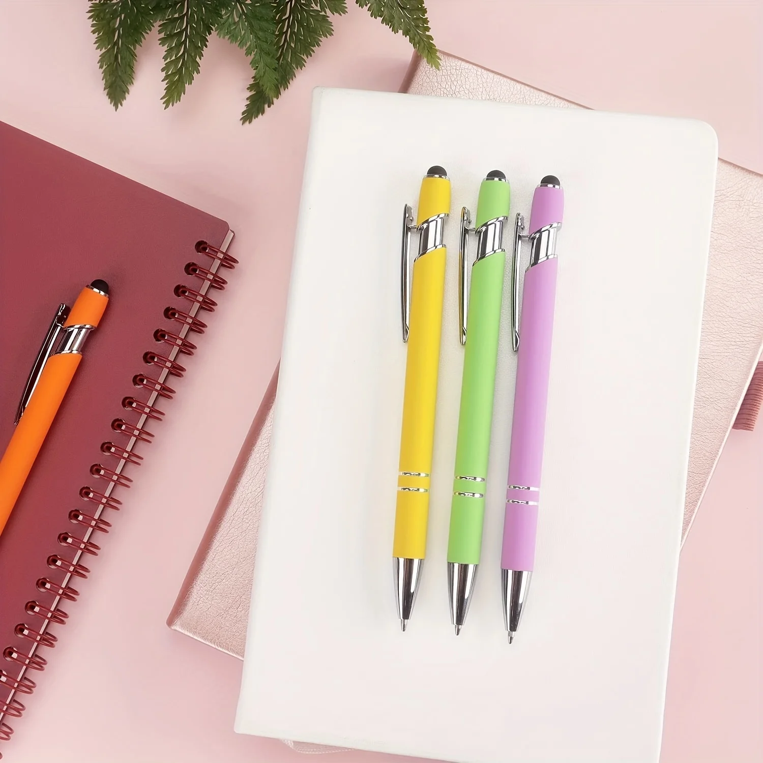 6pcs/set Retractable Ballpoint Pen with Stylus Tip 2-in-1 Stylus Gel Pen Business Signing Pen Kawaii Office Accessories