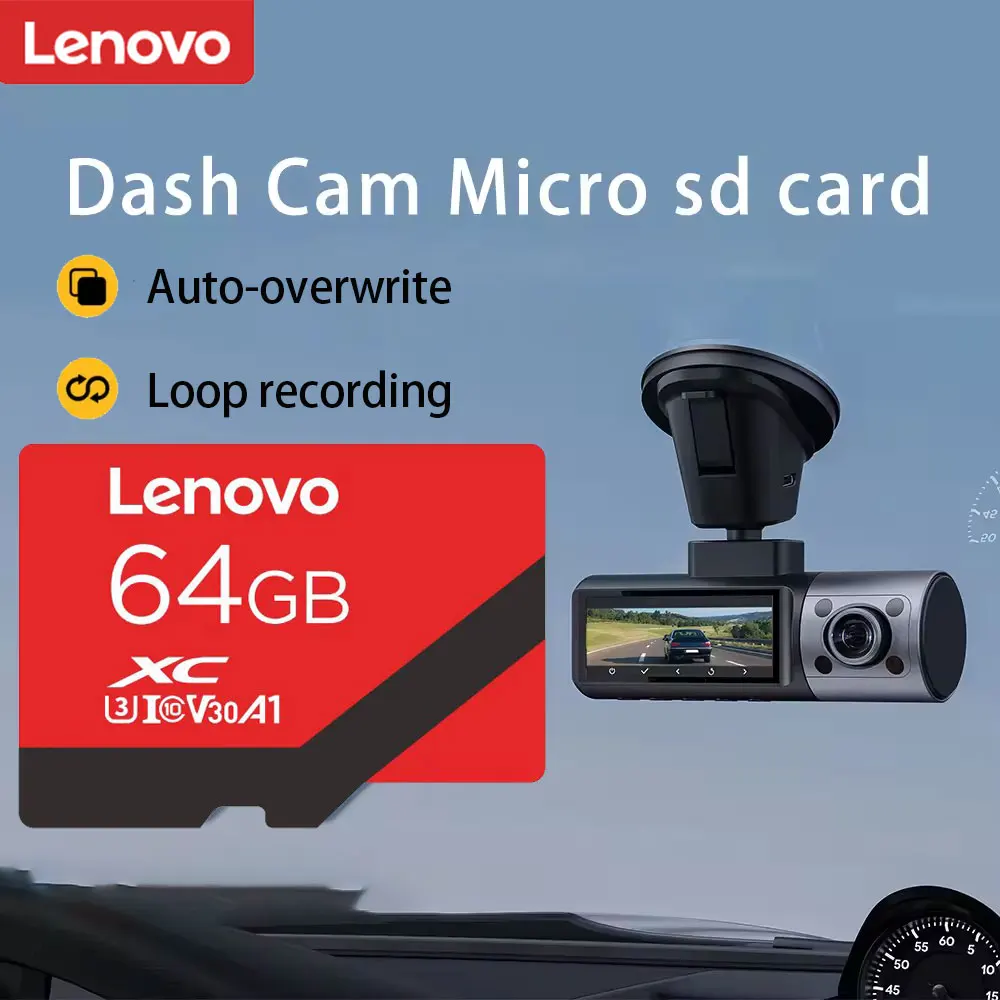 Lenovo Dash cam Micro SD Card 32GB 64GB 128GB Class 10 High Speed TF Memory for Dashcam Security Camera samrtphone Drone