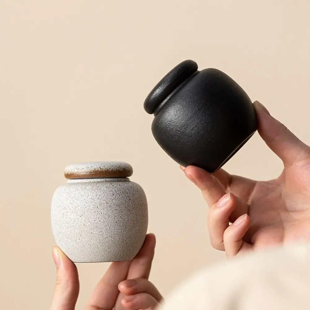Multi-function Ceramic Tea Sealed Jar Vintage Elegant Pu'er Tea Storage Box Moisture Resistant Mini Tea Cans Living Room