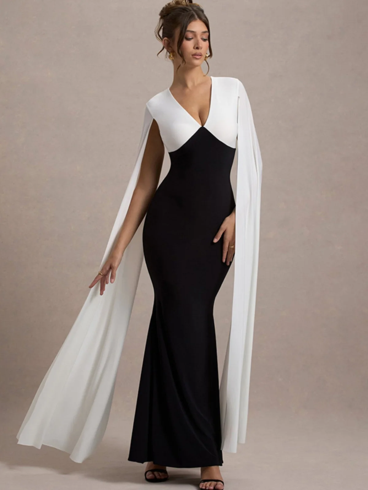 

Sexy V-ne Svel High-waisted Hip-hing Long Skirt Women's Faion Polyester Fiber No-sve Wrap-around Dr