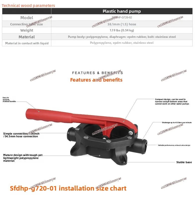 Diaphragm Type Manual Oil Pump Lifeboat Marine Pump
